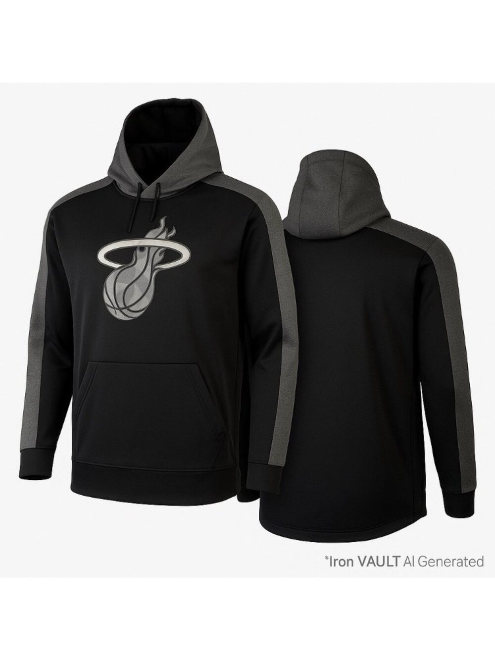 Miami Heat NBA Hoodie Men’s 2XL Black/Gray Colorblock Pullover - Picture 1 of 5